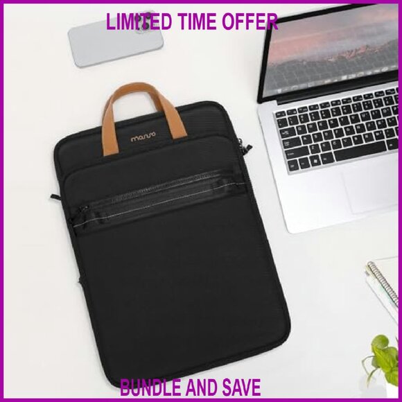 Vertical Laptop Shoulder Bag 15.6 Inch Messenger with Multiple Pockets - Picture 4 of 8